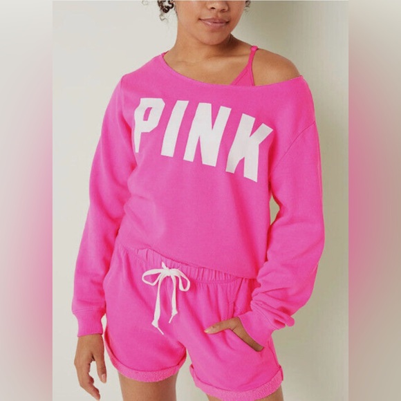 PINK VS Everyday Lounge Off The Shoulder Sweatshirt - Picture 3 of 9